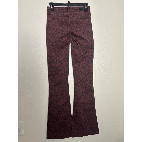 NWT Paige Lou Lou Jeans In Cherrywood Burgundy Paisley Women's Size 24 - Picture 6 of 8